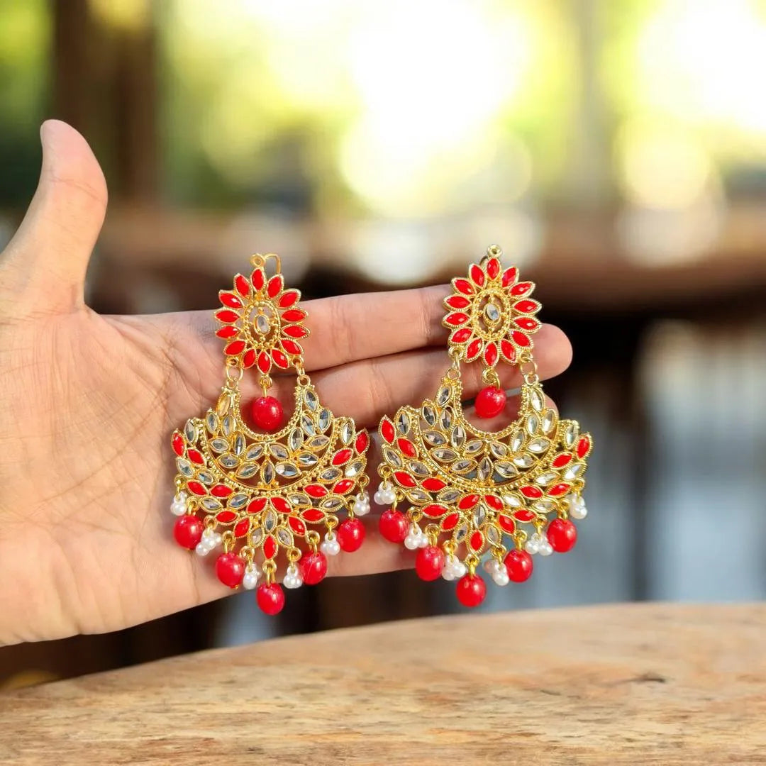 Fancy Gold Plated Crystal Earrings