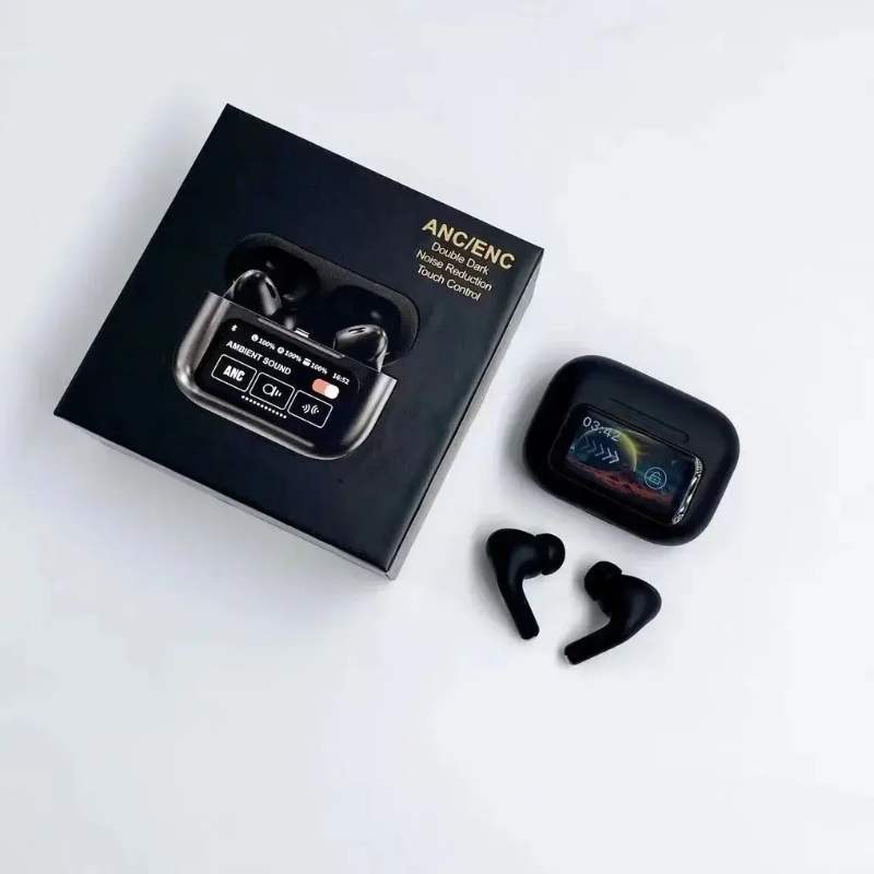 A9 Pro ANC Bluetooth 5.4 Wireless Earbuds with Smart Screen and Active Noise Cancellation
