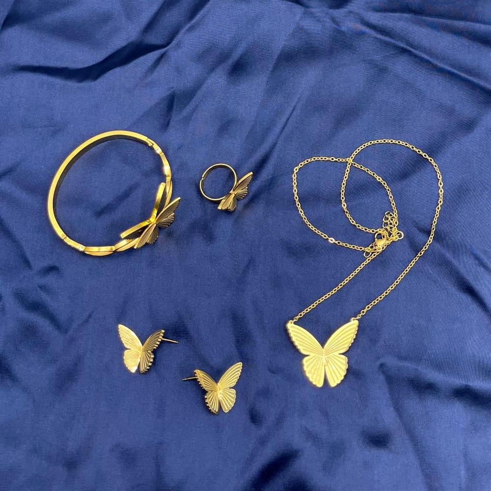 Butterfly Golden Plated Necklace Set