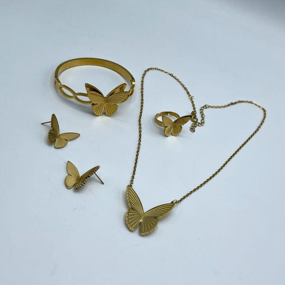 Butterfly Golden Plated Necklace Set