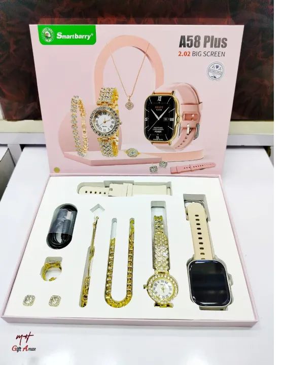 Original A58 Plus Smart Watch and Jewellery Combo